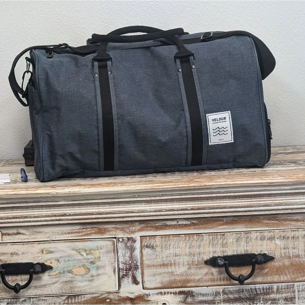 Velour Brand Large Water Resistant Gym Travel Duffel Bag Shoe Compartment